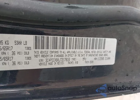 2018 Dodge Journey Se from USA, damaged, VIN 3C4PDCAB0JT217816